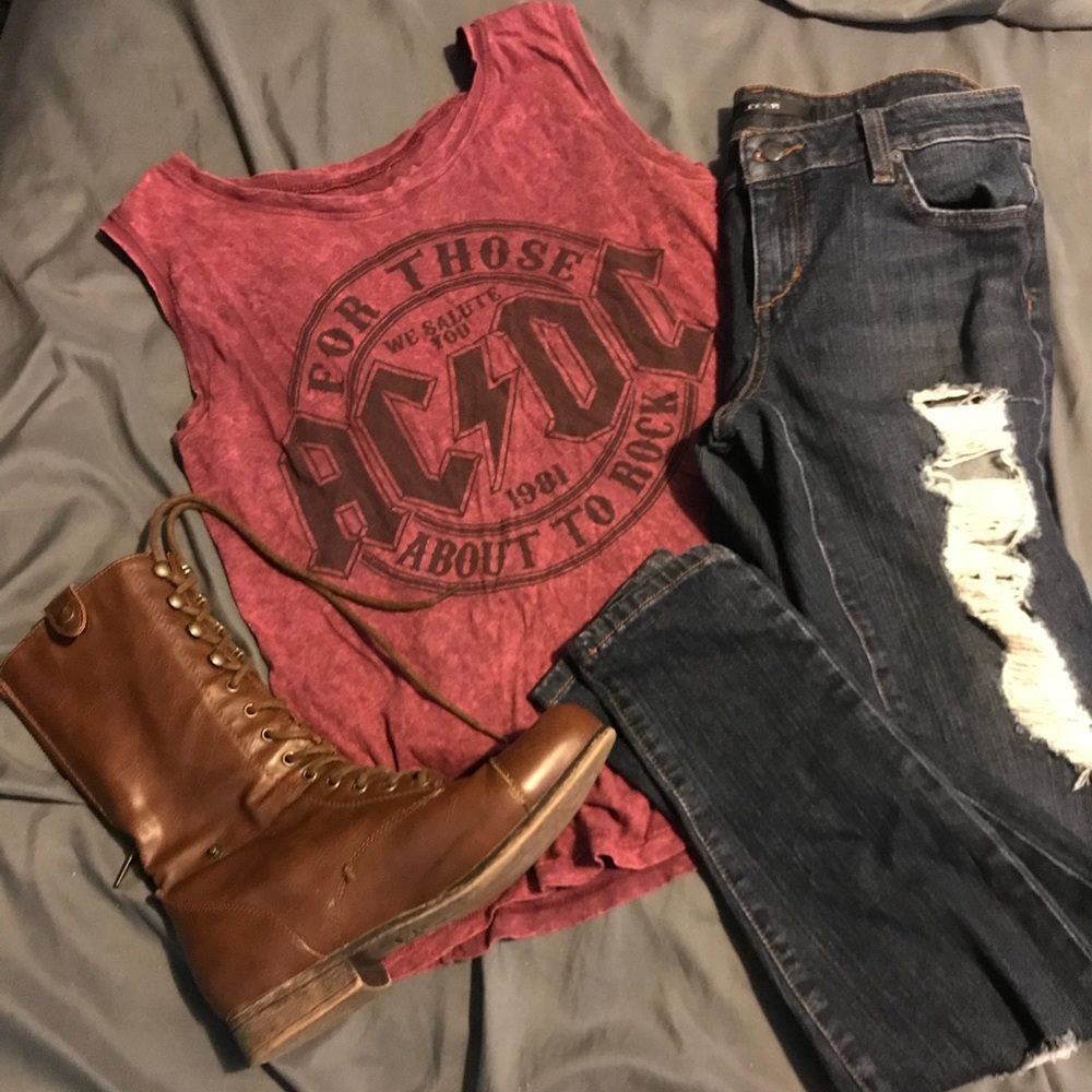 Red AC/DC muscle tank